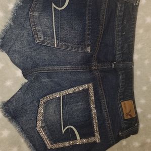 Custom gem studded pocket American Eagle shorts